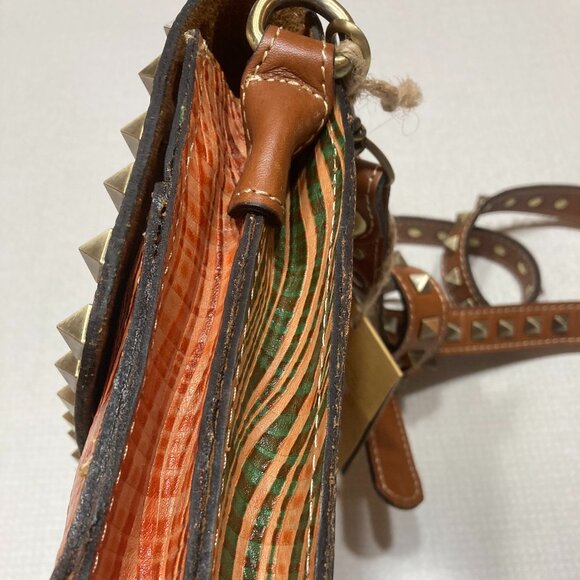 NWT Patricia Nash Hermosa Leather Crossbody in Wavy Stripes and Studs - Picture 7 of 12